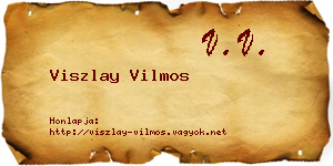 Viszlay Vilmos névjegykártya
